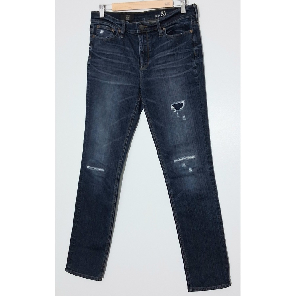 J Crew Reid Jeans Size 31 Wonen's Dark Wash Distressed Skinny Zip Up Pre-owned